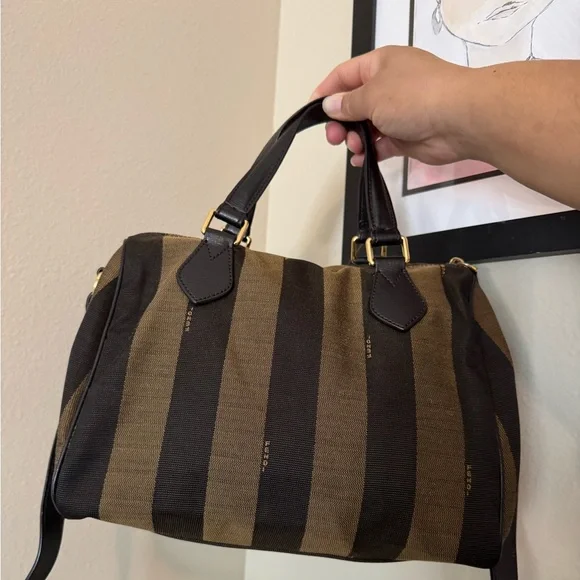 Fendi Striped Black and Brown Duffel Bag - Picture 11 of 15